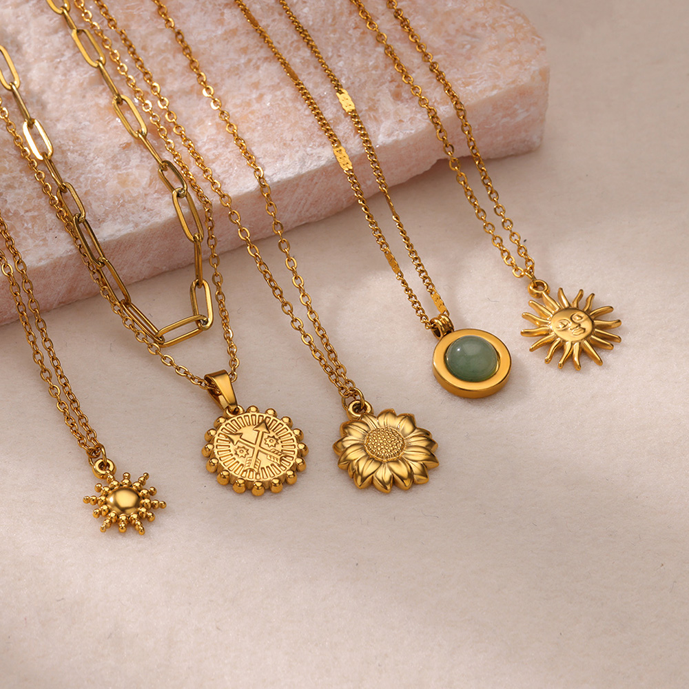 Birth Flower Necklace - 여성을위한 스테인레스 스틸 기하학 목걸이 패션