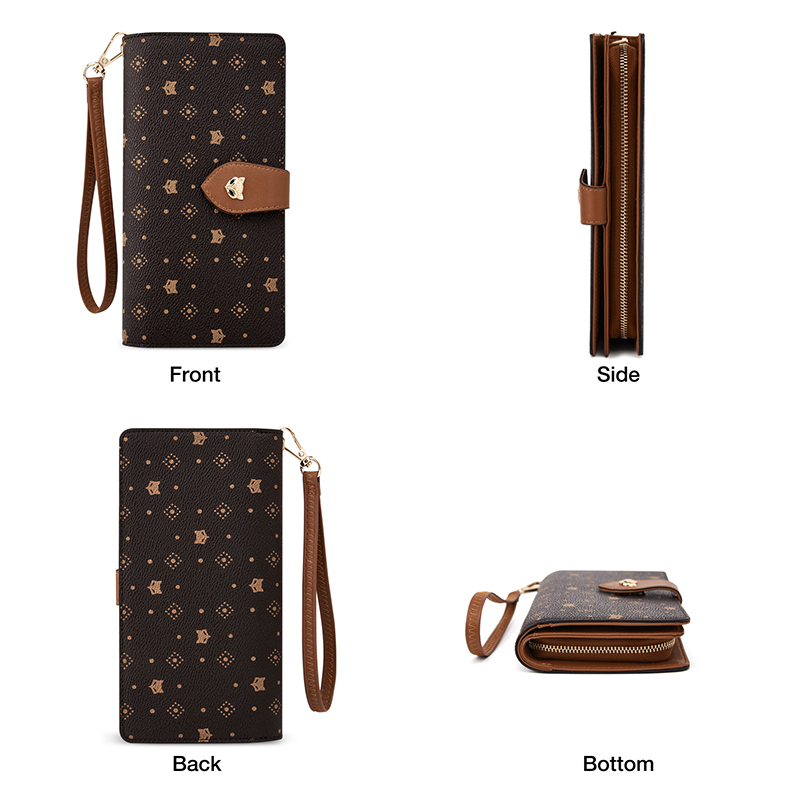 FOXER 여성용 긴 지갑 카드 및 여권 홀더 세련된  - Monogram Keychain Leather 리뷰 및 가격