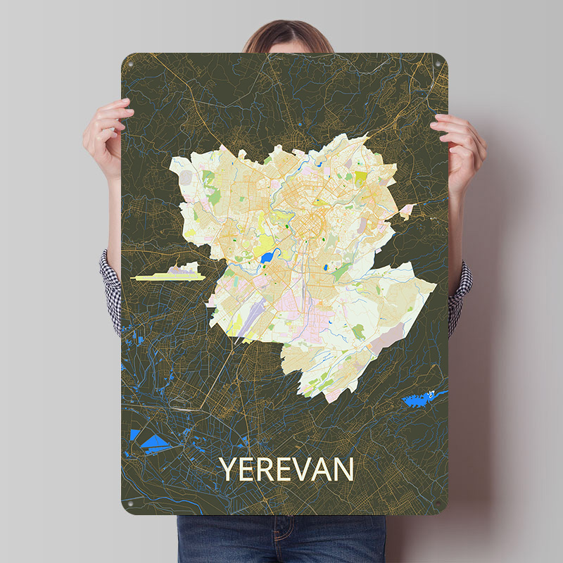 예레반 도시 지도 틴플레이트 포스터 맞춤형 벽 장식 빈 - Custom Map Poster 리뷰 및 가격